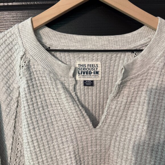 Seriously Lived In Sweatshirt by American Eagle Light Grey Medium - Picture 2 of 3